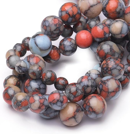 Natural Stone Beads for Jewelry Making,8mm Colorful Imperial Jasper Polished Smooth Round Gemstone Beads for Bracelet Necklace 15 Inch