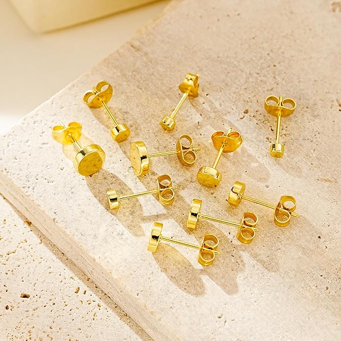 JINERA 5 Pairs Stud Earrings for Women 14K Plated Gold/Silver Pearl Ball Small Stud Earrings Set Cartilage Piercing Hypoallergenic Lightweight Flatback Earrings Jewelry Gifts for Women