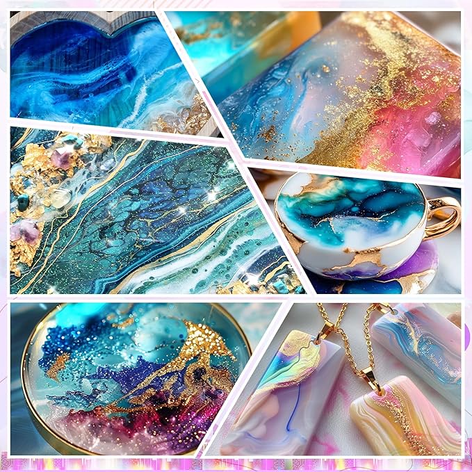 Alcohol Ink - 12 Vibrant Colors Alcohol Inks for Resin, Fast-Drying High Concentrated Resin Color Pigment for Epoxy Resin, Tumbler Making, Fluid Art Painting, Resin Art, Coaster - 0.35Fl oz