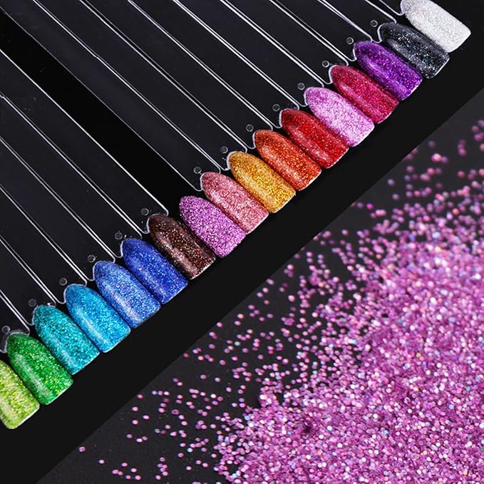 12 Colors Chrome Glitter Nail Powder, Holographic Laser Sparkly Nail Pigments Nail Art Designs, Women Manicure Tips Charms Decorations, Acrylic Nails Powder for Nail Art Gel Polish Dipping Liquid