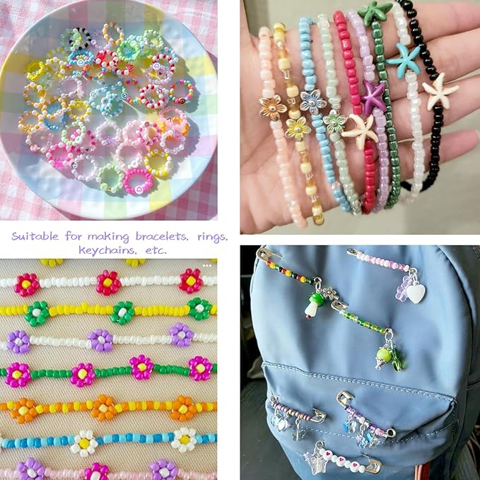 efivs arts 4500pcs Seed Beads 24 Colors 4mm Round Beads for Friendship Bracelet Making Kit Waist Small Bead Rainbow Beads for DIY Crafting 6/0