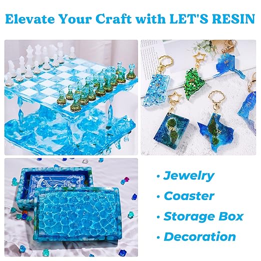 LET'S RESIN Epoxy Resin Kit,1 Gallon Bubble Free & Crystal Clear Epoxy Resin for Casting, DIY, Art, Molds,Jewelry（Including 0.5 Gallon Resin + 0.5 Gallon Hardener）