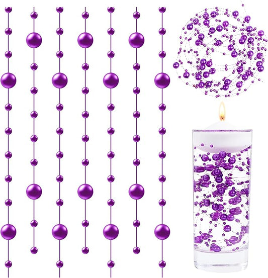 LAIDANLA 30 Pcs Purple Artificial Floating Pearls for Vases Faux Pearl Beads String for Garland for Vase Filler Floating Candle Wedding Holiday Party Table Centerpiece Vases Decor