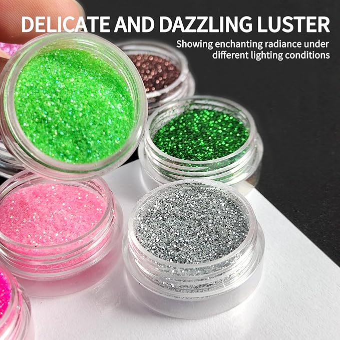 SULLMAR 12Colour Nail Glitter for Dazzling Nail Art Professional Quality Glitter for Nail Designs Body Glitter Appropriate for DIY NailDecorations