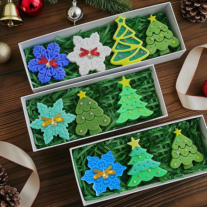 ZQYSING 5 Pcs Christmas Candle Molds, Set of 3 Christmas Tree + 2 Snowflake Silicone Mold for Candles Wax Soap Epoxy Resin Casting Home Themes Decor Handmade Gift