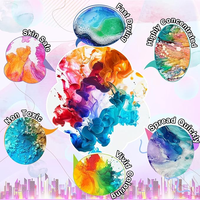 Alcohol Ink - 12 Vibrant Colors Alcohol Inks for Resin, Fast-Drying High Concentrated Resin Color Pigment for Epoxy Resin, Tumbler Making, Fluid Art Painting, Resin Art, Coaster - 0.35Fl oz