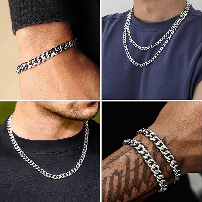 16.5 Feet Stainless Steel Cuban Chains Roll, 9mm Width Chunky Curb Link Chains Spool Bulk for Jewelry Meking