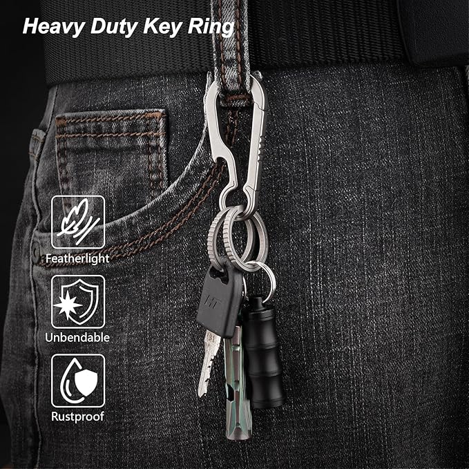Titanium Key Rings Heavy Duty Side Push Split Key Chain Rings for Key Carabiner Quick Release Keychain Rings