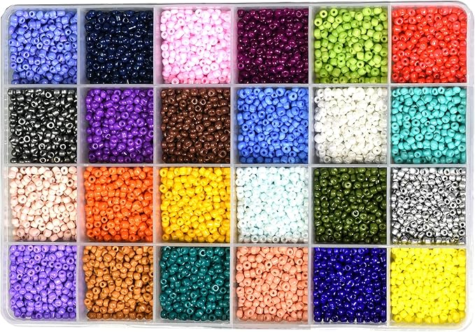 Mandala Crafts 8/0 Glass Seed Beads for Professional Beadwork, 9000 Pcs Kaleidoscopic Glass Beads