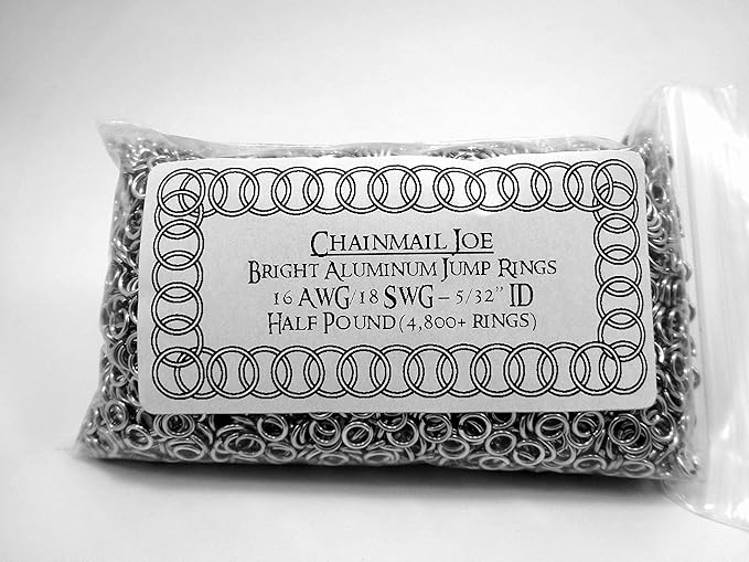 1/2 Pound Bright Aluminum Chainmail Jump Rings 18G 5/32" ID (4800+ Rings)