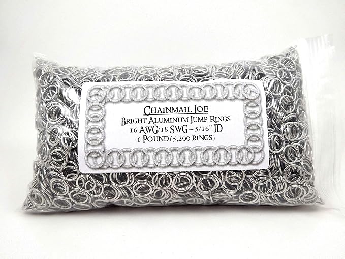 1 Pound Bright Aluminum Chainmail Jump Rings 18G 5/16" ID (5200+ Rings)
