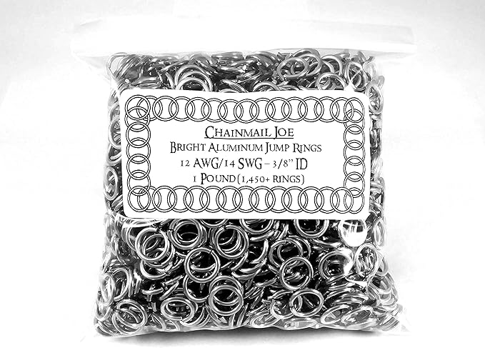 1 Pound Bright Aluminum Chainmail Jump Rings 14G 3/8" ID (1450+ Rings)