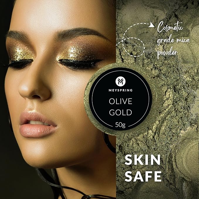 MEYSPRING Olive Gold Epoxy Resin Green Pigment - 50 Grams - Green Mica Powder for Epoxy Resin, UV Resin and Resin Art - Color Shifting Pigment