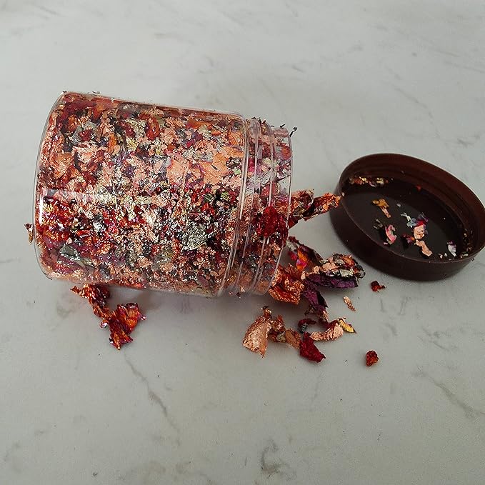 JINRUISI Gilding Flakes Variegated Gold Foils Leaf Flakes Gilding Craft Paper Decoration Art Supplies (Autumn Leaves)