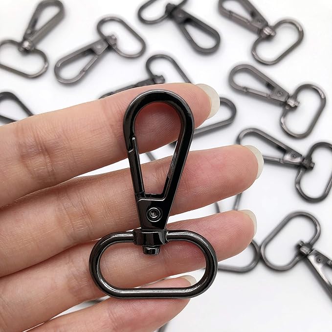 1 inch Swivel Lobster Clasps Gunmetal 15pcs Push Gate Snap Hook Clasp 1" Swivel Hooks for Purse Making Lobster Clasp Swivel Snap Hooks Clips