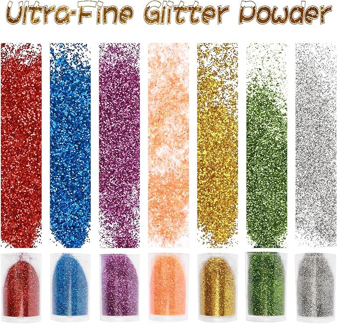 CIYOWTA Fine Glitter for Epoxy Resin, Set of 40 Colors, for Tumblers Cup Glass Slime, Cosmetic Ultra Fine Glitter for Nails Body Face Hair