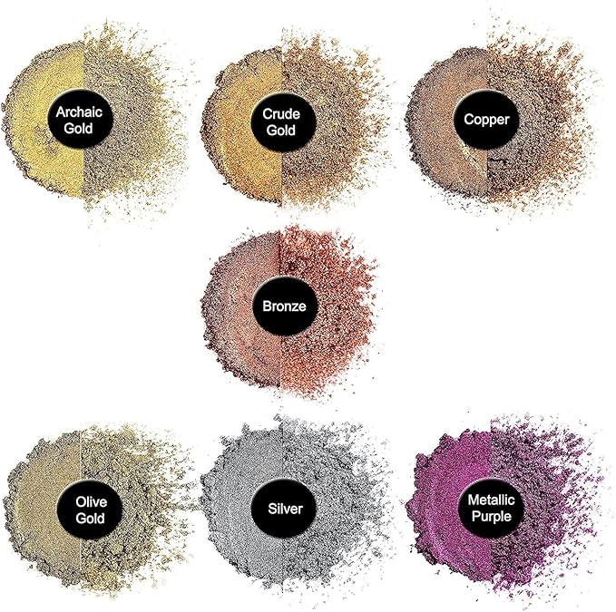 TECHAROOZ Metallic Pigment Powder, 7x20ml Fine Metal Dye for Epoxy Resin, UV Resin, Countertops, Soap Making, Candles DIY Acrylic Paints & Other Craft