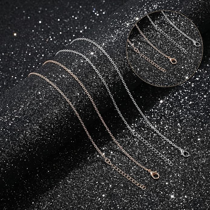 40 Pack Necklace Chains Bulk Silver and Gold Chain Necklace for Jewelry Making Adjustable Women Necklace Findings DIY Cable Link Chains Durable Tarnish Charm Accessories (19.3 Inches)