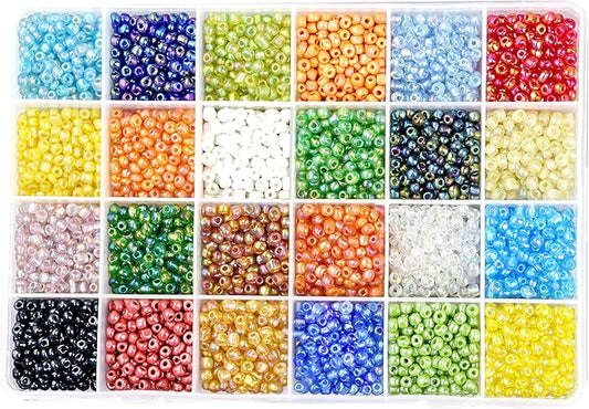 Mandala Crafts 6/0 Glass Seed Beads for Professional Beadwork, 4000 Pcs Iridescent Glass Beads