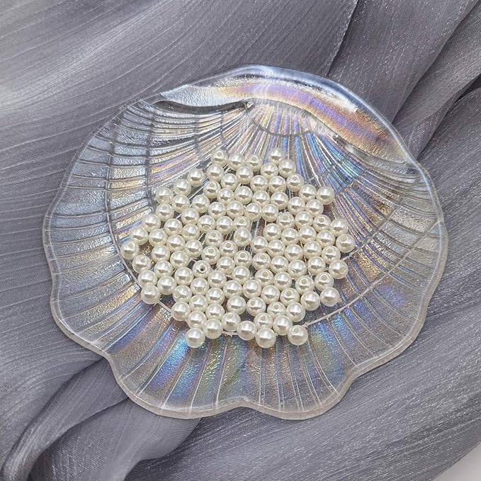 INSPIRELLE 3000pcs 6mm Ivory Art Faux Pearl Beads ABS Round Loose Spacer Beads for DIY Craft Necklaces Bracelets Jewelry Making