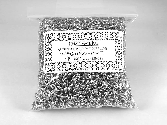 1 Pound Bright Aluminum Chainmail Jump Rings 14G 5/16" ID (1700+ Rings)