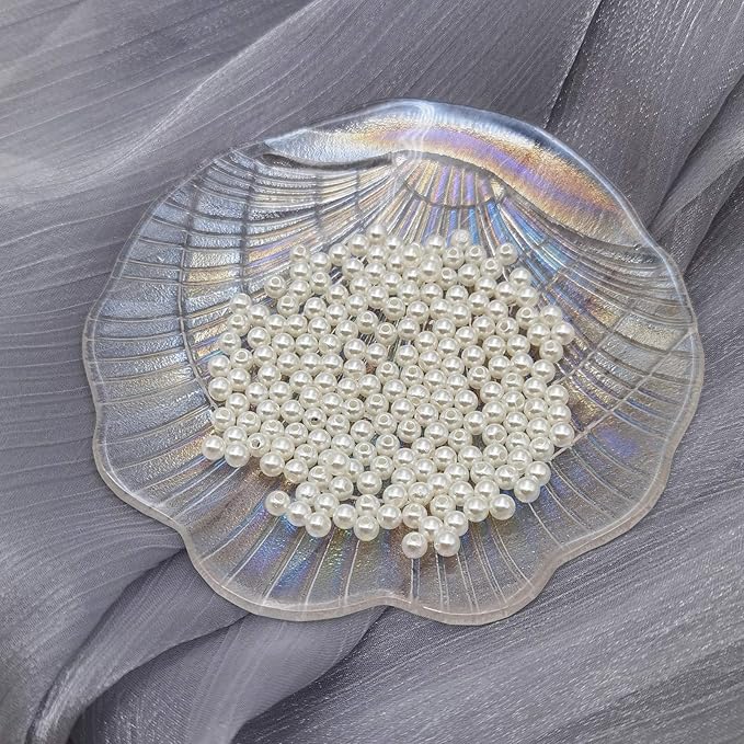 INSPIRELLE 4500pcs 5mm Ivory Art Faux Pearl Beads ABS Round Loose Spacer Beads for DIY Craft Necklaces Bracelets Jewelry Making