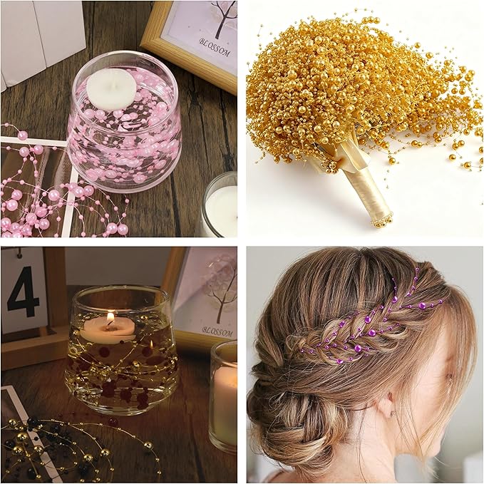 LAIDANLA 30 Pcs Black Artificial Floating Pearls for Vases Faux Pearl Beads String for Garland Pearls for Vase Filler Floating Candle Wedding Valentine's Day Party Table Centerpiece Vases Decor