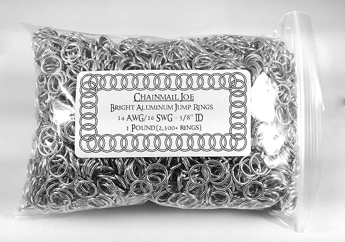 1 Pound Bright Aluminum Chainmail Jump Rings 16G 3/8" ID (2300+ Rings)