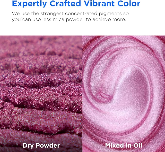 Rolio Premium Mica Powder - Berry Sherbert (50G / 1.76oz) - 1 Jar of Pink Pigment Powder for Epoxy Resin, Dye, Soap Making, Nail Polish, Paint, Candle Making, Bath Bombs, Slime