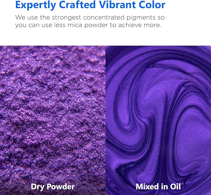 Rolio Premium Mica Powder - Purple Heart (50G / 1.76oz) - 1 Jar of Purple Pigment Powder for Epoxy Resin, Dye, Soap Making, Nail Polish, Paint, Candle Making, Bath Bombs, Slime