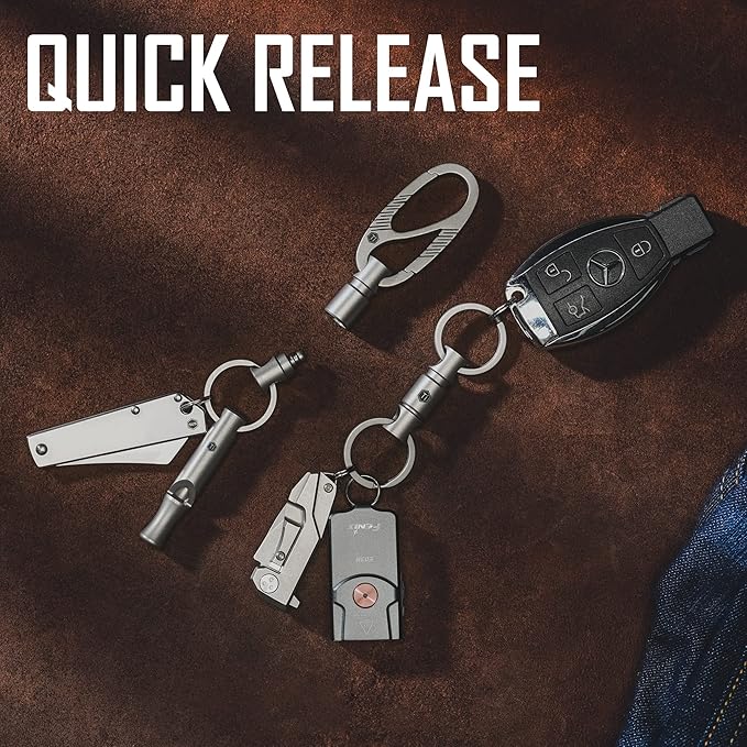 KeyUnity Detachable Key Ring Connector, Double-end Swivel Keychain Titanium Rotatable Key Organizer Linker for Carabine