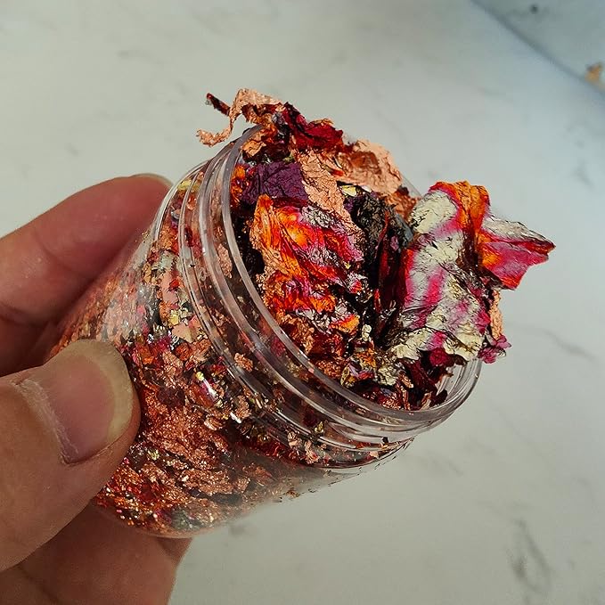 JINRUISI Gilding Flakes Variegated Gold Foils Leaf Flakes Gilding Craft Paper Decoration Art Supplies (Autumn Leaves)
