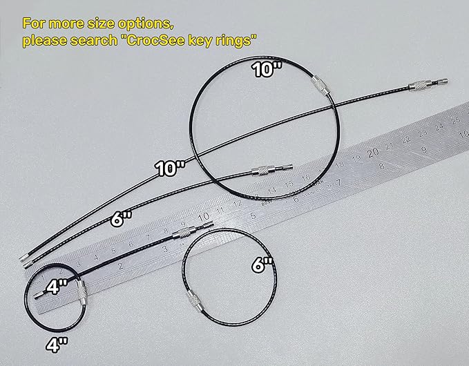 CrocSee Pack (50) Stainless Steel Wire Keychains Cable, Key Chain Rings, Heavy Duty Luggage Tags Loops Tag Keepers 2mm Twist Barrel (Cable Length: 6 inches)