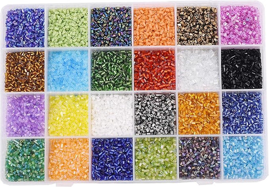 Mandala Crafts 11/0 Glass Seed Beads for Professional Beadwork, 21000 Pcs Hexagon Rainbow Glass Beads