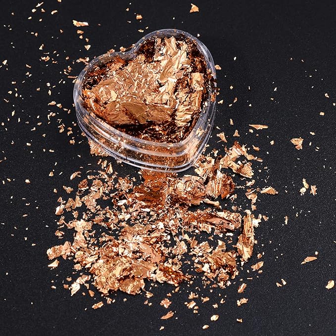 Unique Gold Flakes for Nails 12 Boxes Irregular Aluminum Golden Nail Glitter Foils Holographic Gold Foils for Nails Gradient Silver Rose-Gold Nail Art Sequins Designs DIY Charms Manicure Decorations