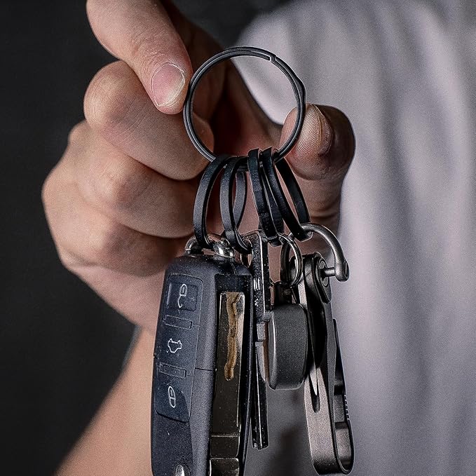 TISUR Titanium Key Ring,Elegant Quick Release Side Pushing Split Rings Kit for Keychains,Heavy Duty Keyring for Dog Tag