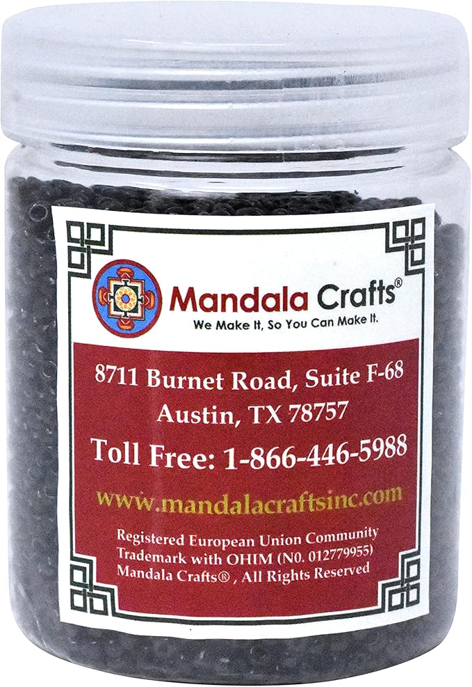 Mandala Crafts 8/0 Glass Seed Beads for Professional Beadwork, 6000 Black Glass Beads