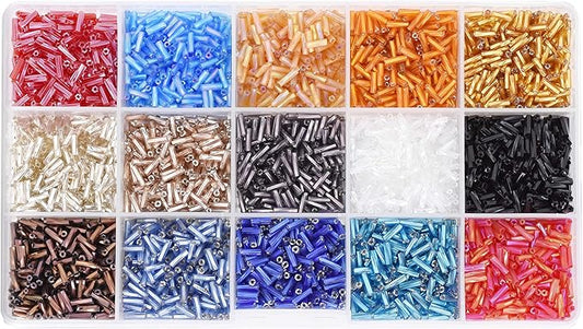 Mandala Crafts 2 X 6mm Small Glass Seed Beads for Jewelry Making, 5400 Pcs Twisted Bulge Rainbow Tiny Mini Glass Beads for Waist Chains and Sewing