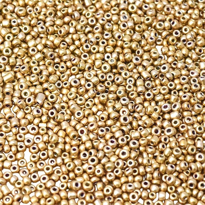 Mandala Crafts 11/0 Glass Seed Beads for Professional Beadwork, 13000 Metallic Gold Glass Beads