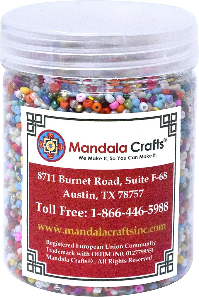 Mandala Crafts 11/0 Glass Seed Beads for Professional Beadwork, 13000 Rainbow Mixed Glass Beads