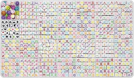 YMSDZHL Alphabet Beads A-Z 1000Pcs Letter Beads, Acrylic 6x6mm Round Letter Beads Kits,Black Digit and Colorful Smile Bead for Bracelets Necklaces DIY Jewelry Making (Colorful Square)