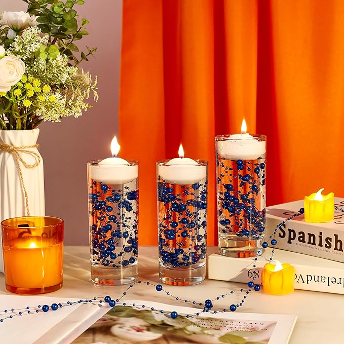 LAIDANLA 30 Pcs Blue Artificial Floating Pearls for Vases Faux Pearl Beads String for Garland Vase Filler Floating Candle Wedding Holiday Anniversary Birthday Party Table Centerpiece Vases Decor