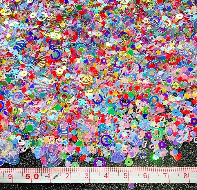 Heart Star Butterfly Craft Sequins Holographic Nail Glitte Confetti Shell Snowflakes Nail Art Holographic Glitter Nail Art Glitter Sequins for Women Girls Nail Decoration(Mixed colors-50G)