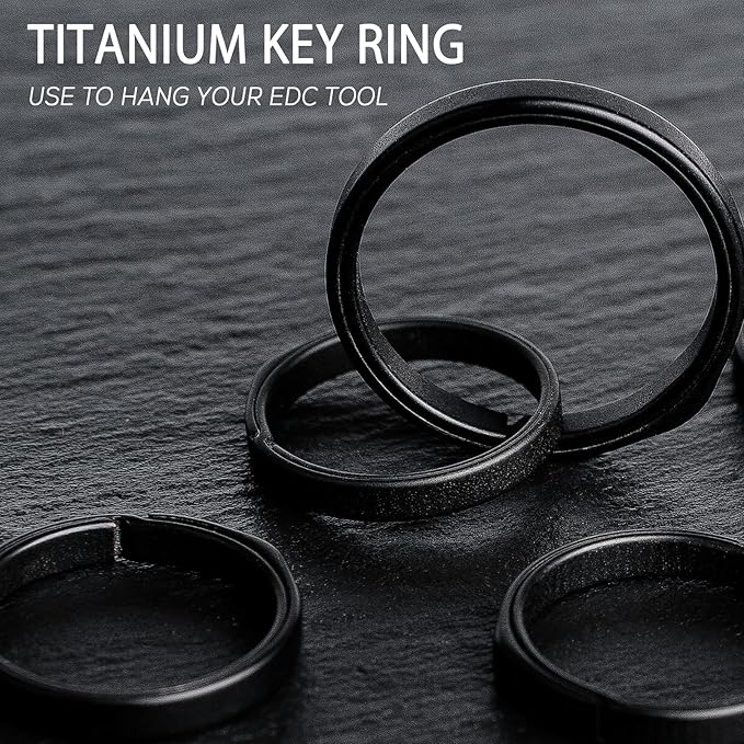 TISUR Titanium Key Ring,Elegant Quick Release Side Pushing Split Rings Kit for Keychains,Heavy Duty Keyring for Dog Tag