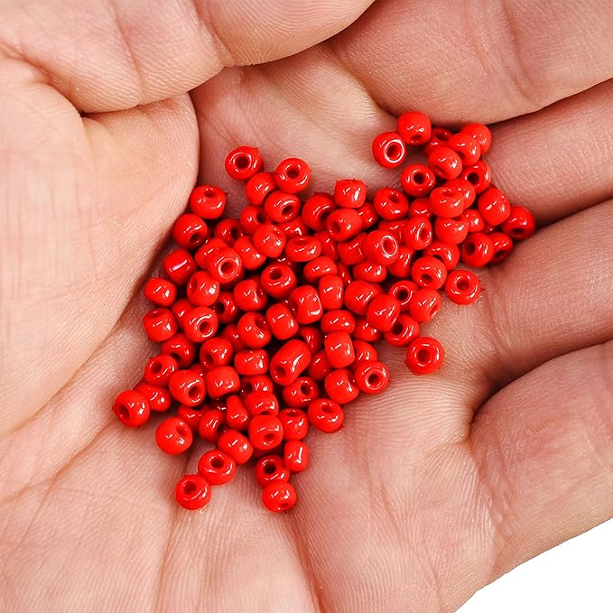 Mandala Crafts 6/0 Glass Seed Beads for Professional Beadwork, 2500 Opaque Red Glass Beads