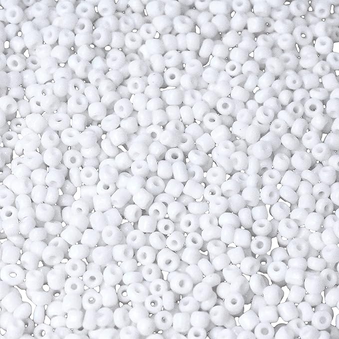 Mandala Crafts 11/0 Glass Seed Beads for Professional Beadwork, 13000 Opaque White Glass Beads
