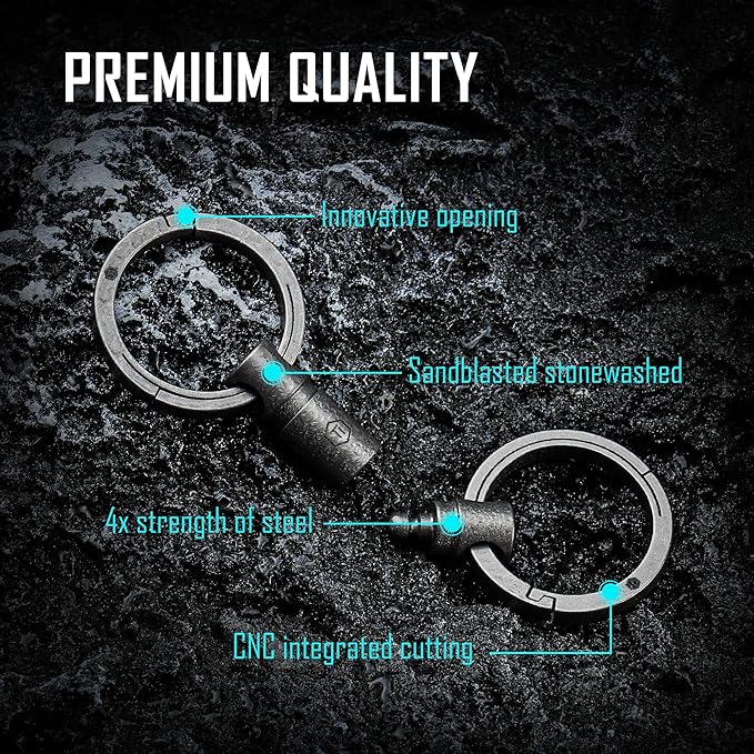 KeyUnity Detachable Key Ring Connector, Double-end Swivel Keychain Titanium Rotatable Key Organizer Linker for Carabine