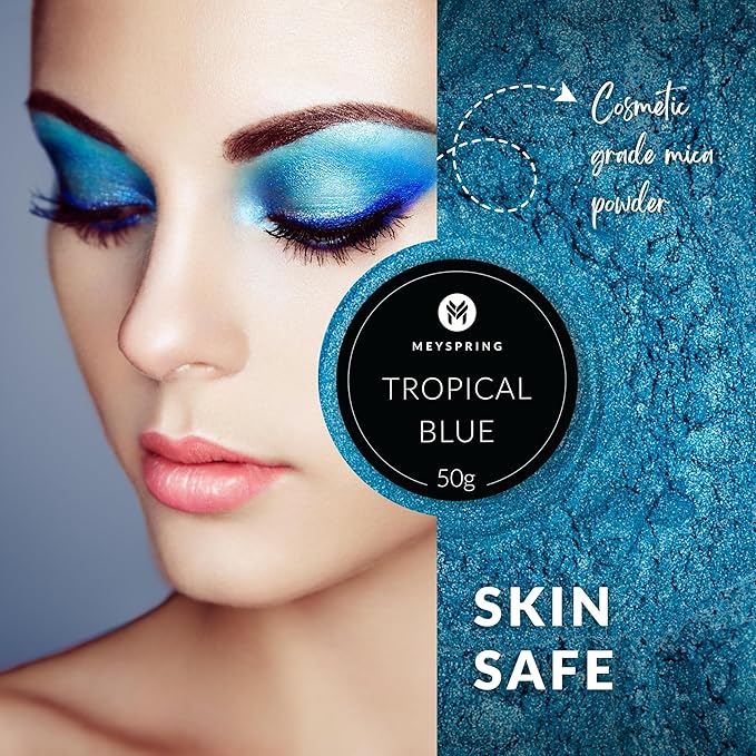 MEYSPRING Tropical Blue Epoxy Resin Color Pigment - 50 Grams - Great for Resin Art, Epoxy Resin, and UV Resin- Mica Powder for Epoxy Resin