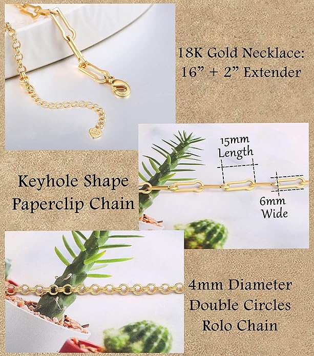 Aobei Pearl 18K Gold Plated Paperclip Chain Choker Satellite Chain Freshwater Cultured Biwa Pearl Pendant Necklace Dainty Jewelry for Women