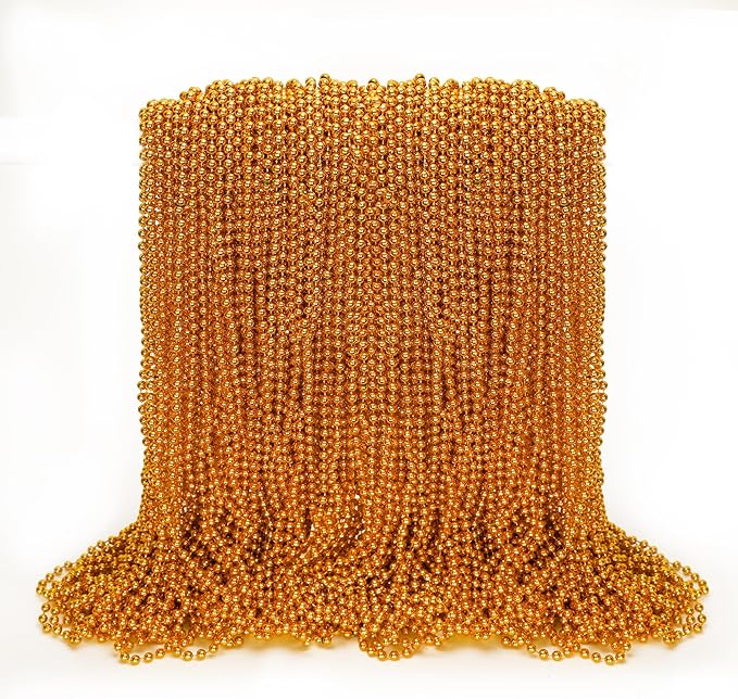 100PCS Mardi Gras Beads, Orange Bead Toy Necklaces Party Favors, 33" Necklaces Costume Accessories, Festival Parade Throw Accessories Mardi Gras Halloween Wedding Celebrations Decor